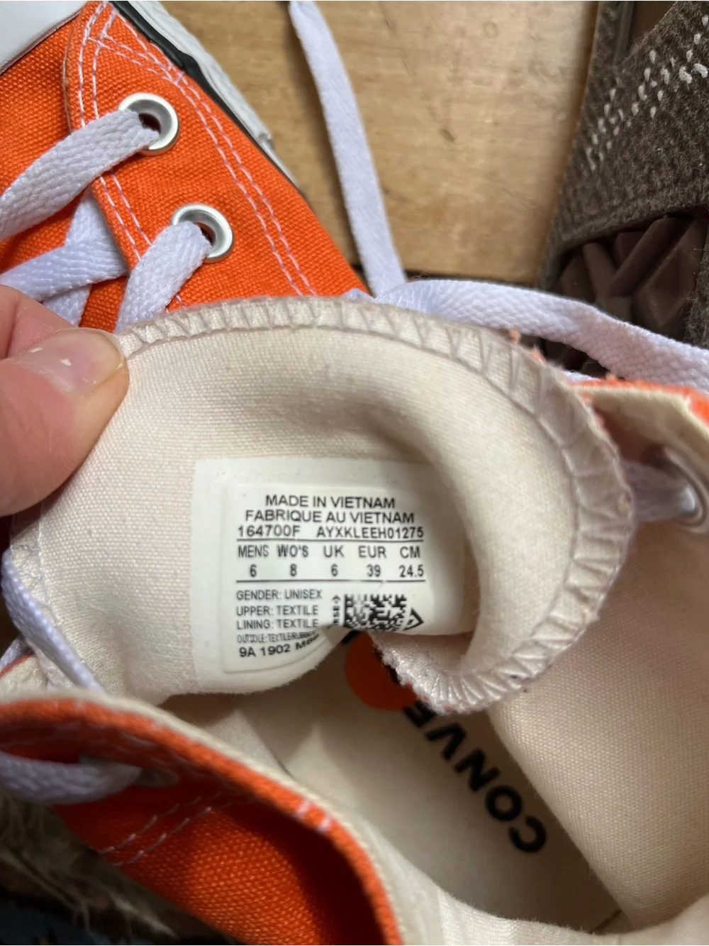 Converse Orange Canvas high top Sneakers with White Laces